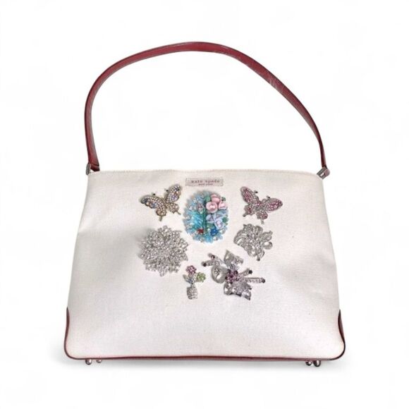 kate spade Handbags - Custom Kate Spade Canvas Handbag Red Patent Leather Trim